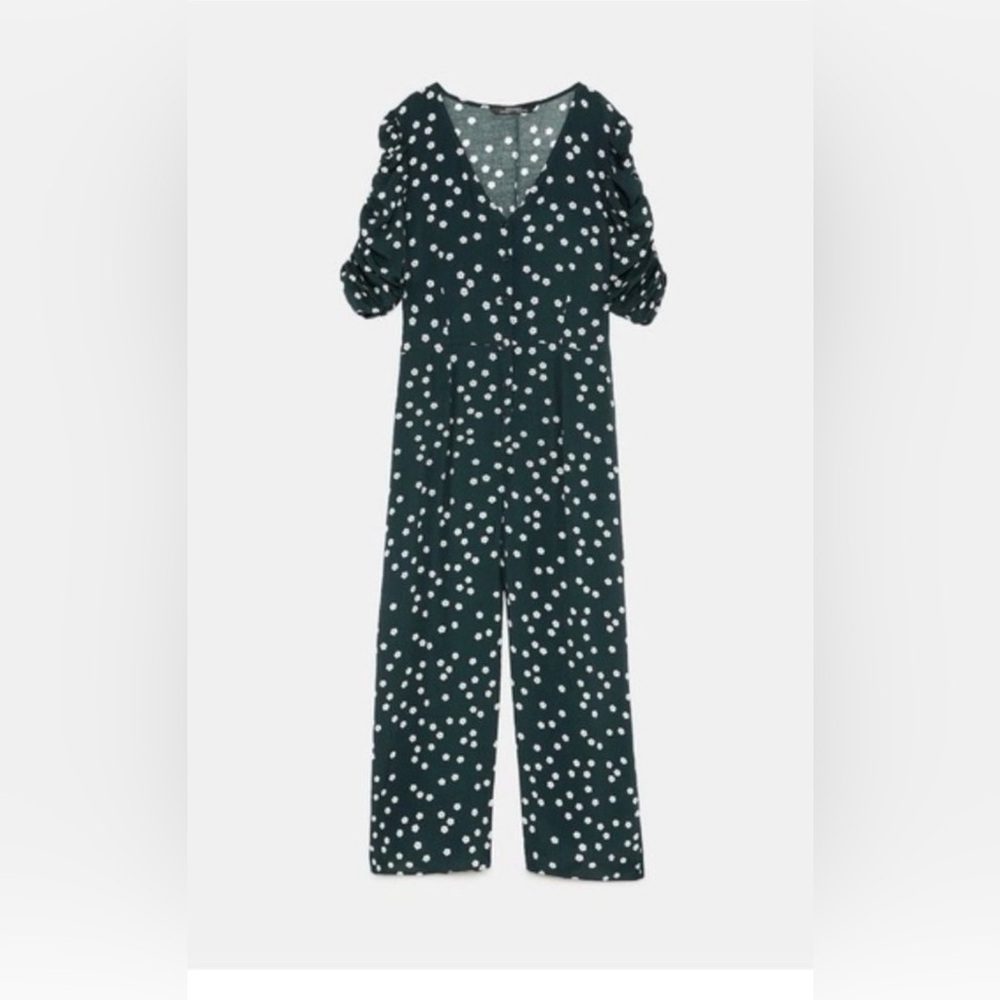 Zara Floral Playsuit All In One Cropped Wide Leg Size L